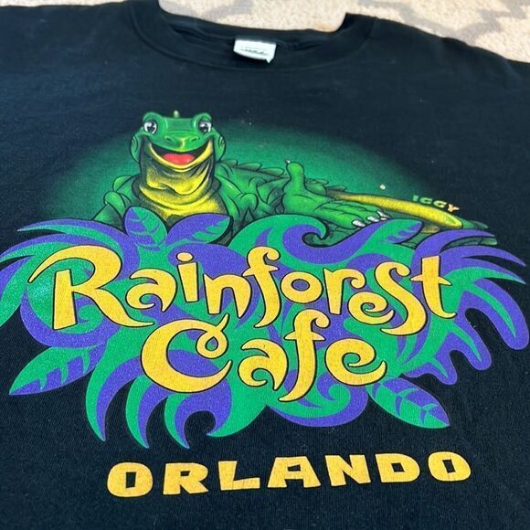 Rainforest Cafe Orlando  T-Shirt XXL Iggy Iguana in GUC Made in USA graphic tee - Picture 2 of 6
